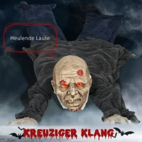 HOMCOM Halloween decoratie Zombie met LED-ogen, kruipende beweging en huilgeluiden, bewegingsgeactiveerd(m-4)