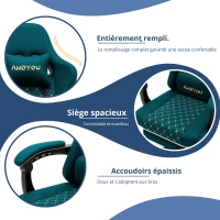 Chaise gaming avec repose-pieds, coussin doux pour la nuque et les lombaires, coussin de soutien amovible, 60x60x122 cm, bleu marine(m-7)