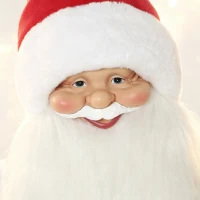 HOMCOM 5ft Life Size Singing Santa Claus, Standing Christmas Animated Santa Figure with Bell and Wreath, Sound/Touch Activated(m-11)