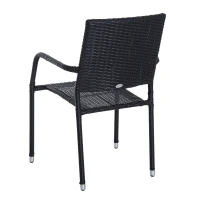 Outsunny Set di 4 Sedie da Pranzo Moderno Giardino Poli Rattan 57 × 64 × 89cm Marrone(m-6)
