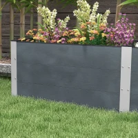 Outsunny Hoge plantenbak met open bodem, hoge zijkanten, weerbestendig, aluminium frame, 200 x 50 x 56 cm, Grijs(m-8)