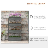 Outsunny Four-Tier Basket Wooden Plant Stand - Grey(m-5)