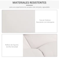Outsunny Cojín para Banco 2-Piezas Set Cojín para Palé con Respaldo 120x80x12 cm Colchón de Banco para Columpio Hamaca Interior Exterior Crema(m-6)