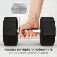 SPORTNOW Haltère poignée antidérapante, fitness, sport à domicile, 15kg, noir(m-6)