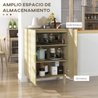 HOMCOM Aparador de Salón de Estilo Bohemio con Puertas de Rejilla y Estantes Ajustables 73x41x102 cm Natural(m-7)