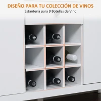 HOMCOM Aparador de Cocina Moderno con Cajones y Botellero Mueble Auxiliar para Comedor Salón 110x35x75 cm Blanco(m-5)