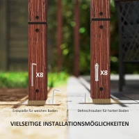 Outsunny 3 x 3 m Tuin-Pergola, Verstelbaar Terrasdak, Aluminium Frame, UPF30+ Zonbescherming, Natuurlijk Hout(m-6)