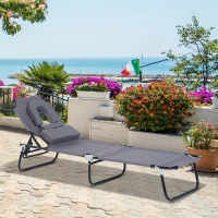 Outsunny ligbed met leesgat 190 cm x 56 cm x 28 cm, grijs(m-2)