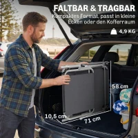 Outsunny Klapbare ligstoel met zonnescherm, verstelbare rugleuning, metalen frame, 187 x 58 x 36 cm, grijs(m-7)
