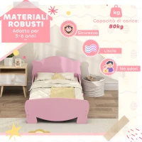 AIYAPLAY Lettino per Bambini con Testiera e Pediera a Orso e 2 Sponde Laterali, in Legno, 143.5x80x55 cm, Rosa(m-4)