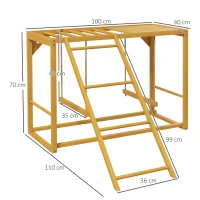 PawHut Kippenspeeltoestel met Schommels en Ladder, voor 3-4 Kippen, Kippenklimtoestel van Hout(m-3)