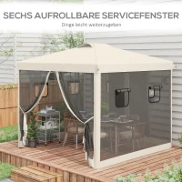 Outsunny Opvouwbare paviljoen met verstelbare hoogte, netgordijnen, draagtas, metalen frame, 3 x 3 x 3 m, Beige(m-7)