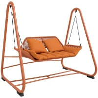 Outsunny Hollywoodschommel, Tuinschommel met Kussens, Frame, Voor Tuin, Balkon, 174 x 120 x 162 cm, Metaal, Terracotta(m-15)