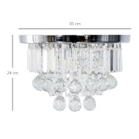 HOMCOM Round Crystal Lamp Chandelier Ceiling Mount Fixture For Living Room Dining Room Hallway Modern (7 Light), Ф35 x 24cm(m-3)