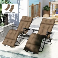 Outsunny Set of Two 190 x 56cm Sun Lounger Cushions - Khaki(m-10)