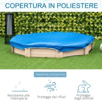Outsunny Sabbiera per Bambini con Sedili e Copertura, Età 3-8 Anni, 139.5x139.5x21.5cm, Colore Legno(m-4)