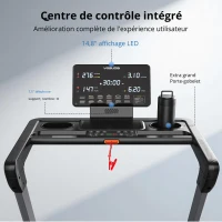 Tapis de course pliable, système de pliage pneumatique à une main, 4 coussins élastiques, 145x89x130 cm, Noir(m-8)
