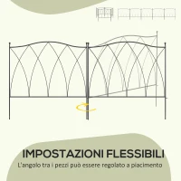 Outsunny Recinzione Esterna a 5 Pannelli in Metallo con Lacci, 305x62 cm, Nera(m-5)