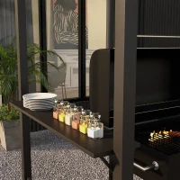 Outsunny Grillpaviljoen met 2 Zijplanken, Haken, Stalen Frame, 1,1 x 2,3m, Donkergrijs(m-9)