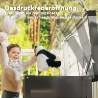 Outsunny Tuinbox metaal 350L kussenbox met dubbelwandig deksel 120 x 61 x 62 cm waterdicht afsluitbaar - Grijs(m-5)