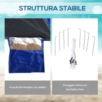 Outsunny Tenda da Spiaggia Pop Up per 4-6 Persone con Protezione UV, Borsa di Trasporto, 247x247x145cm, Blu(m-5)