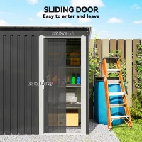 Outsunny 5 x 3ft Garden Storage Shed with Sliding Door and Sloped Roof Outdoor Equipment Tool, Black(m-6)