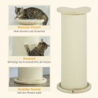 PawHut krabpaal voor katten 85 cm, hoekontwerp, ruimtebesparend, 35 cm x 35 cm x 85 cm, roomwit(m-5)
