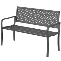 Outsunny Tuinbank 2-zits Metalen Weerbestendige Outdoor Bank met Roestbestendige Rugleuning, Geometrisch tot 240 kg(m-10)