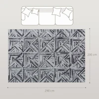 HOMCOM Modern Area Rug, Triangle Pattern Non-Slip Washable Rug, Chenille Floor Carpet for Living Room, Bedroom, Dining Room, Home Office, 290 x 200 cm, Black(m-3)