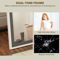 HOMCOM 162.6 cm Two-Tone Full Length Mirror - White/Grey-Tone(m-5)