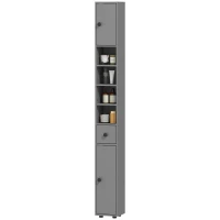 kleankin Badkamerkast, 4 planken, lade, spaanplaat, slank design, Grijs(m-10)