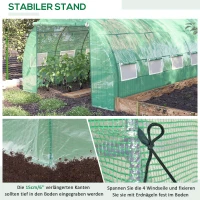 Outsunny Bezoekbare Foliekas, Tuinkas, met Netramen, Metalen Frame, 4x3x2m, Groen(m-6)