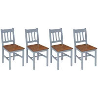 HOMCOM Dining Chairs Set of 4, Kitchen Chair with Slat Back, Pine Wood Structure for Living Room and Dining Room, Grey(m-10)