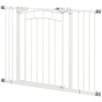 PawHut Hondentraphek, automatisch sluiten, eenvoudige bediening, 100 cm x 4 cm x 76 cm, Wit(m-10)