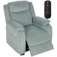 HOMCOM Fotoliu Reclinabil Electric cu Telecomandă și USB, Țesătură Tip In, Verde(m-11)