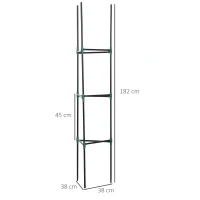 Outsunny latwerk, set van 3 stuks, plantenhouder, steunpalen voor tuinplanten, tomatenkooi voor klimplanten, staal, groen, 38 x 38 x 182 cm(m-3)