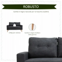 HOMCOM Divano 2 Posti Moderno in Stile Nordico con Schienale Trapuntato in Tessuto, 145x76x88 cm, Grigio(m-6)