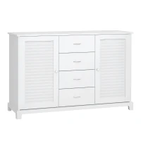 HOMCOM dressoir kast halkast badkamerkast ladekast louvredeur wit 120x40x80 cm(m-11)