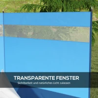 Outsunny Windscherm met Kijkvenster en Draagtas, Stalen Palen, 440x140cm, Blauw(m-6)