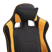 Vinsetto Stylish Racing Gaming Chair Yellow Panels Ergonomic Design 360° Swivel Adjustable Height Arms w/ Neck Back Pillow Home Gaming Seat Chair - Black&Yellow(m-9)