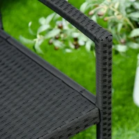 Outsunny Panchina da Giardino ed Esterno in Rattan, Panca in Rattan Nero 2 Posti, 122x60x85cm(m-8)