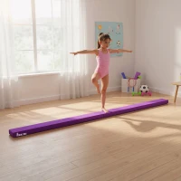 HOMCOM Opvouwbare Evenwichtsbalk, Antislip, Suède Bekleding, Stevig Hout, 210 x 10 x 6,5 cm, Paars(m-8)