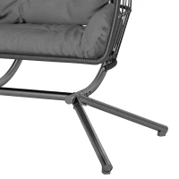 Outsunny Hangstoel, opvouwbare korfstoel met kussen, stalen frame, voor binnen en buiten, tot 260 kg belastbaar, donkergrijs(m-10)