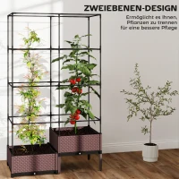 Outsunny Verhoogd plantenbed met klimrek, afvoeropeningen, kunststof plantenbak 100 x 50 x 174 cm(m-4)