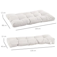 Outsunny Cojín para Banco 2-Piezas Set Cojín para Palé con Respaldo 120x80x12 cm Colchón de Banco para Columpio Hamaca Interior Exterior Crema(m-3)