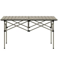Outsunny Opvouwbare Campingtafel met Oprolbaar Tafelblad, Tuintafel van Aluminium voor 2 Personen, 95 x 55 cm, Khaki(m-10)