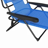Outsunny Tuinligstoel Zonneligstoelen Relaxligstoel, Opvouwbaar, Weerbestendig, 194 cm x 72 cm x 31 cm, Zwart + Donkerblauw(m-11)