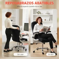 HOMCOM Silla de escritorio Ergonómica con Respaldo Alto Reposabrazos Abatibles Asiento con Muelles Altura Ajustable Negro(m-7)