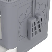 PawHut Kattenbak met deksel, 2 ingangen, 48,5 x 38 x 36,5 cm, Grijs + Wit(m-12)