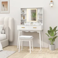 HOMCOM Elegant Dressing Table, with LED Mirror - White(m-10)